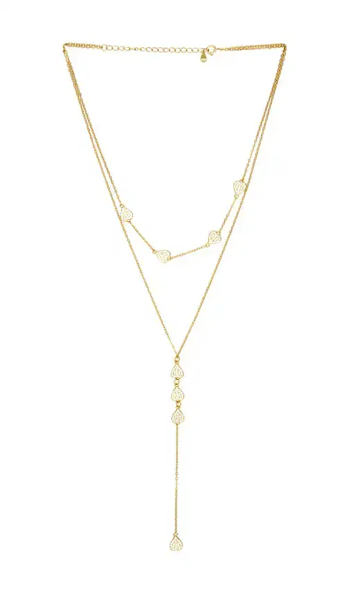 Mazin Jewels Pave Heart Lariat Necklace