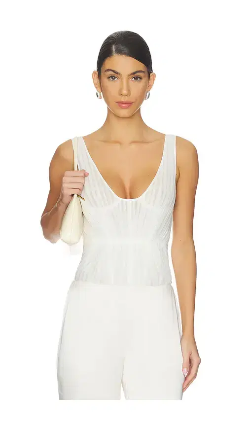 Prabal Gurung Plisse Corset Tank Bodysuit
