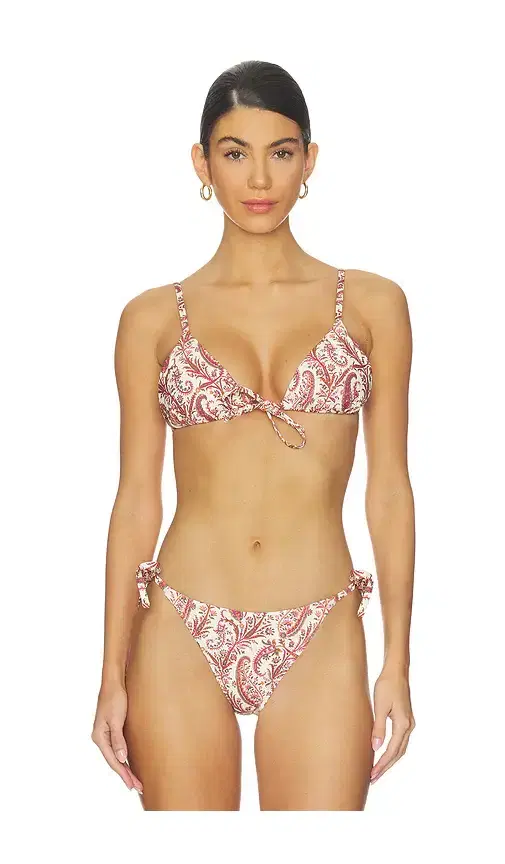 PAIGE Cameron Tie Front Triangle Bikini Top
