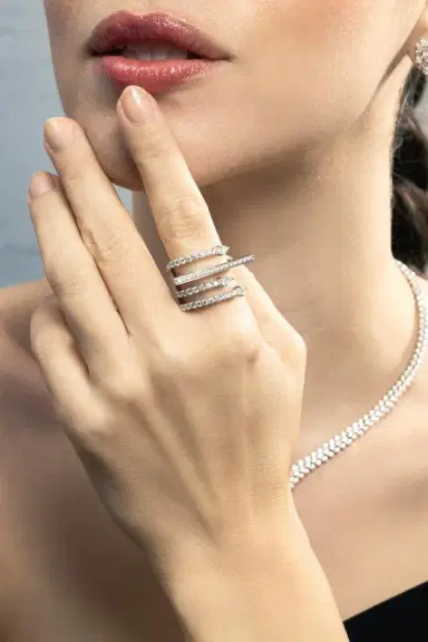 YEPREM Diamond Four Line Ring | Thumbnail 3