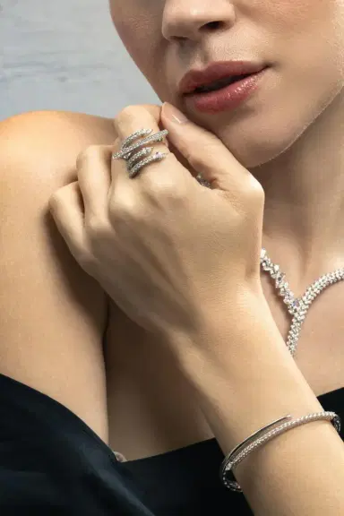 YEPREM Diamond Four Line Ring | Thumbnail 4