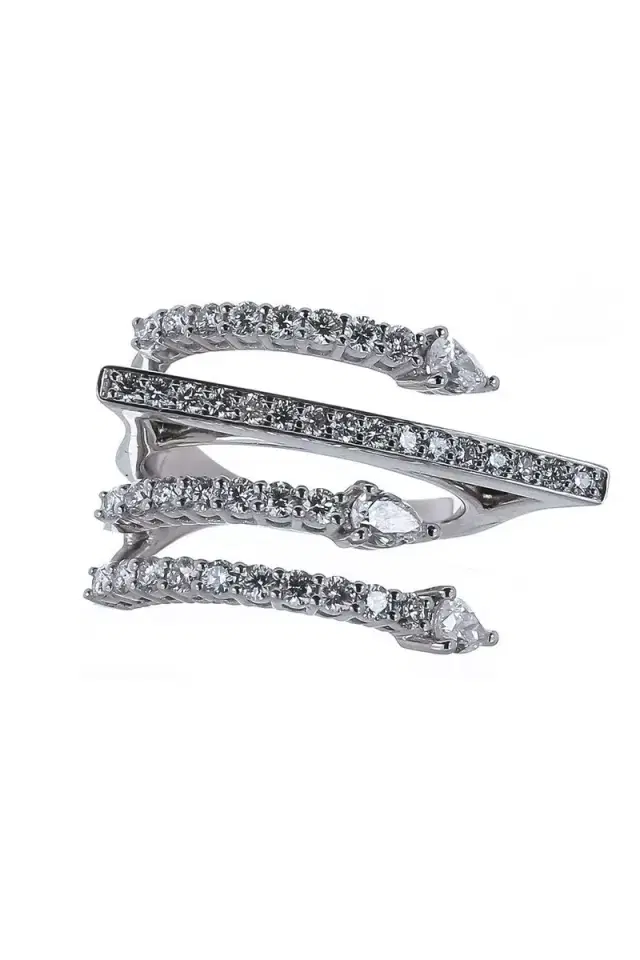 YEPREM Diamond Four Line Ring