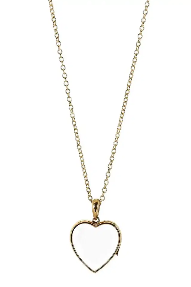 LOQUET Heart Large Locket Rolo Chain Necklace