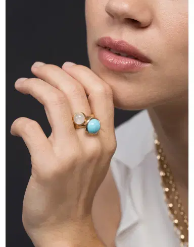 TAMARA COMOLLI Large Turquoise Bouton Ring | Thumbnail 2 TAMARA COMOLLI Large Turquoise Bouton Ring | Thumbnail 2