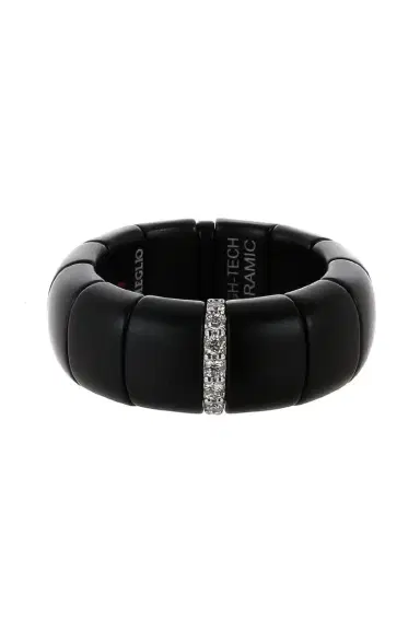 ROBERTO DEMEGLIO One Diamond Bar Matte Black Pura Stretch Ring | Thumbnail 1
