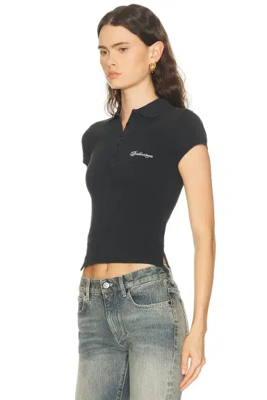 Balenciaga Cursive Pique Polo Top | Thumbnail 2 Balenciaga Cursive Pique Polo Top | Thumbnail 2