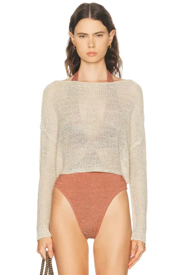 Enza Costa Linen Open Knit Bateau Sweater