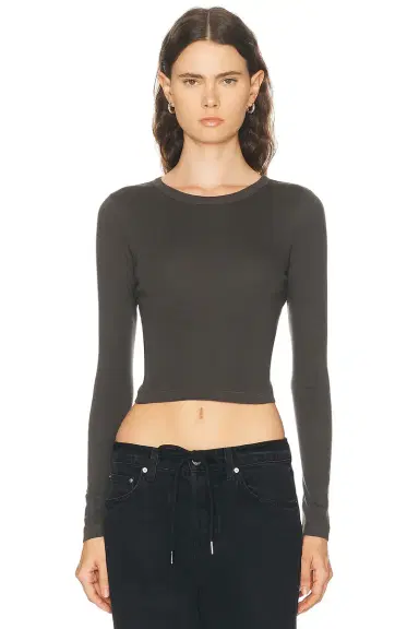 ENZA COSTA Supima Baby Rib Long Sleeve Cropped Top | Thumbnail 1