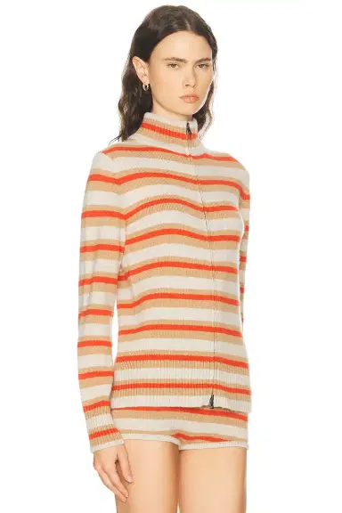 The Elder Statesman Hallie Stripe Zip Cardigan | Thumbnail 2