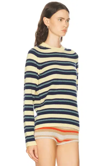 The Elder Statesman Laurel Stripe Crew Sweater | Thumbnail 2 The Elder Statesman Laurel Stripe Crew Sweater | Thumbnail 2