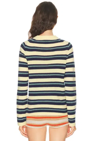 The Elder Statesman Laurel Stripe Crew Sweater | Thumbnail 3 The Elder Statesman Laurel Stripe Crew Sweater | Thumbnail 3