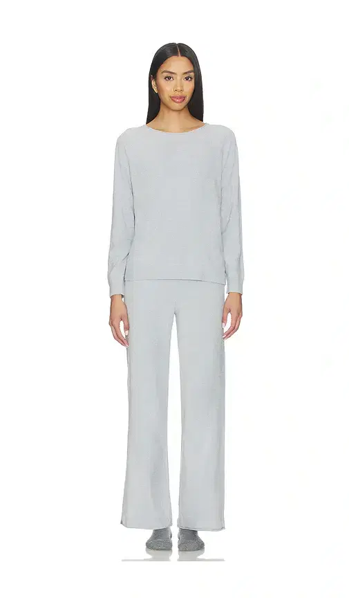 Barefoot Dreams Cozychic Jersey Roll Pullover & Wide Leg Pant Set
