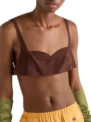 Prada Women's Crepe De Chine Top - Brown - Size 00 | Thumbnail 2 Prada Women's Crepe De Chine Top - Brown - Size 00 | Thumbnail 2