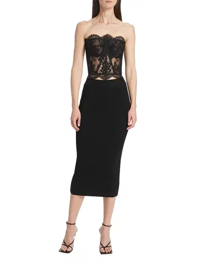 Dolce & Gabbana Women's Strapless Lace Corset Top - Black - Size 10 | Thumbnail 2