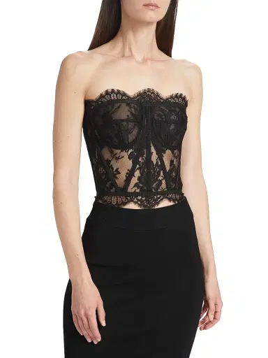 Dolce & Gabbana Women's Strapless Lace Corset Top - Black - Size 10 | Thumbnail 3