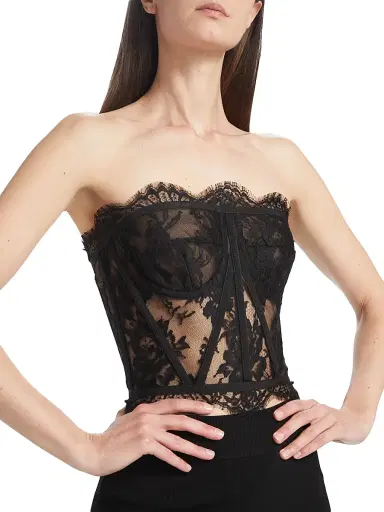 Dolce & Gabbana Women's Strapless Lace Corset Top - Black - Size 10 | Thumbnail 6