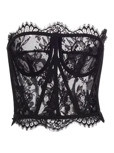 Dolce & Gabbana Women's Strapless Lace Corset Top - Black - Size 10 | Thumbnail 1