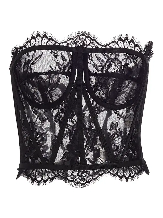 Dolce & Gabbana Women's Strapless Lace Corset Top - Black