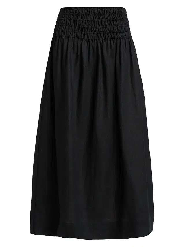 Rails Women's Alessa Linen A-Line Midi-Skirt - Black Linen