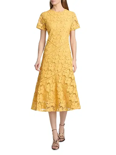 Elie Tahari Women's The Marci Lace Midi-Dress - Golden Hour | Thumbnail 3 Elie Tahari Women's The Marci Lace Midi-Dress - Golden Hour | Thumbnail 3