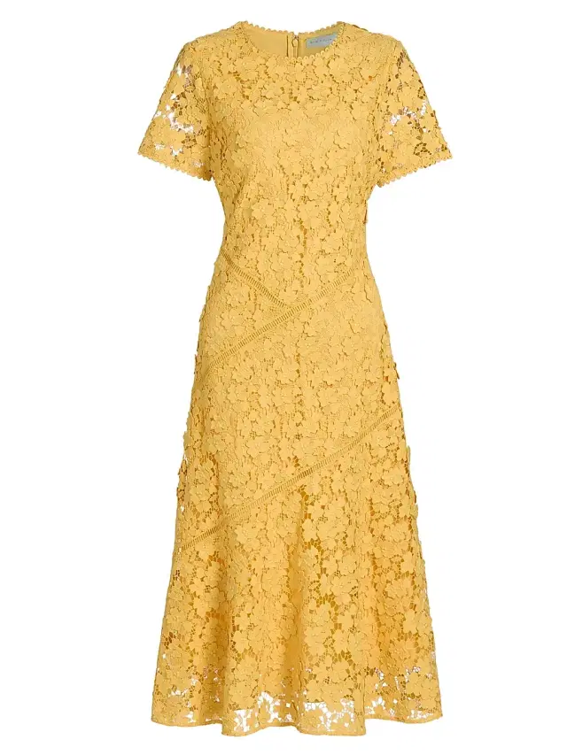 Elie Tahari Women's The Marci Lace Midi-Dress - Golden Hour