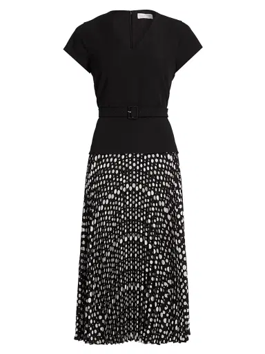 Elie Tahari Women's The Nina Polka Dot Combo Midi-Dress - Black And White | Thumbnail 1 Elie Tahari Women's The Nina Polka Dot Combo Midi-Dress - Black And White | Thumbnail 1