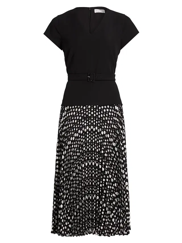 Elie Tahari Women's The Nina Polka Dot Combo Midi-Dress - Black And White