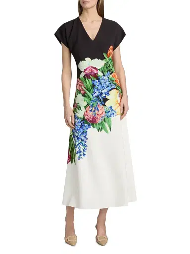 Elie Tahari Women's The Iris Spring Meadow Floral Midi-Dress - Spring Meadow | Thumbnail 3 Elie Tahari Women's The Iris Spring Meadow Floral Midi-Dress - Spring Meadow | Thumbnail 3