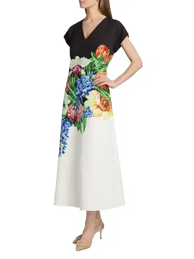 Elie Tahari Women's The Iris Spring Meadow Floral Midi-Dress - Spring Meadow | Thumbnail 4 Elie Tahari Women's The Iris Spring Meadow Floral Midi-Dress - Spring Meadow | Thumbnail 4