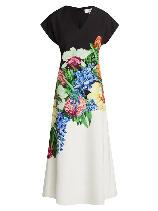 Elie Tahari Women's The Iris Spring Meadow Floral Midi-Dress - Spring Meadow