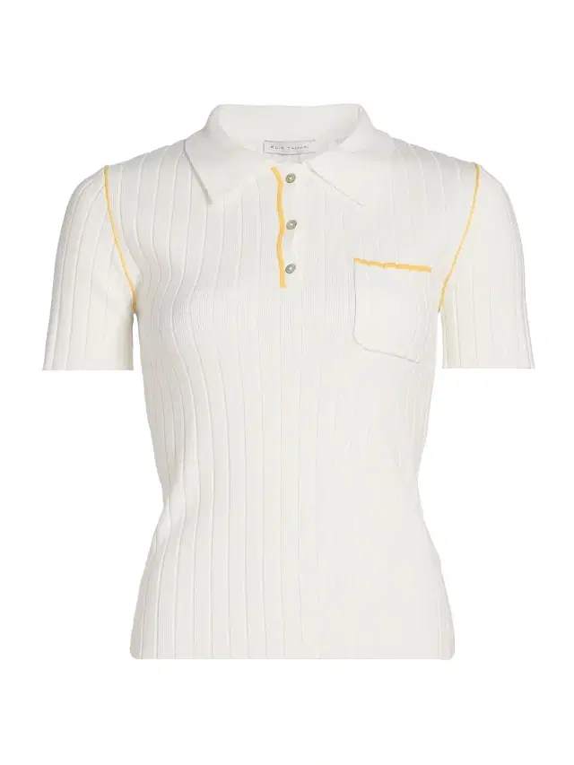 Women's The Stevie Rib-Knit Polo Shirt - Sky White With Golden Hour
