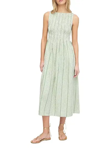 Hill House Home Women's The Cosima Nap Dress - Green Jacquard Stripe | Thumbnail 2 Hill House Home Women's The Cosima Nap Dress - Green Jacquard Stripe | Thumbnail 2