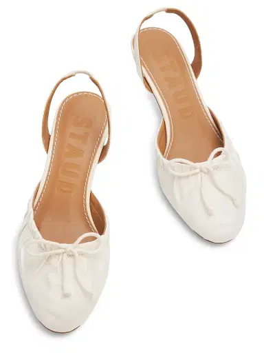 Staud Women's Alba 45MM Satin Slingback Kitten Heels - Ivory - Size 11 | Thumbnail 4