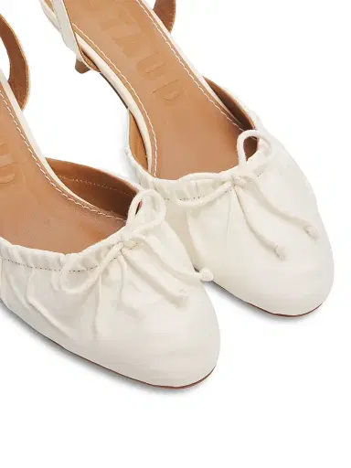 Staud Women's Alba 45MM Satin Slingback Kitten Heels - Ivory - Size 11 | Thumbnail 5