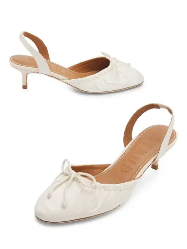 Staud Women's Alba 45MM Satin Slingback Kitten Heels - Ivory - Size 11 | Thumbnail 6