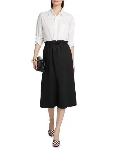 Staud Women's Shore Cotton Midi-Skirt - Black - Size Small | Thumbnail 2