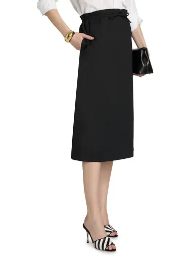 Staud Women's Shore Cotton Midi-Skirt - Black - Size Small | Thumbnail 4