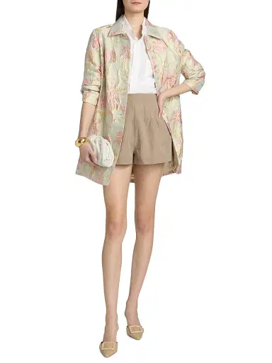Staud Women's Magpie Woven Shorts - Natural - Size 14 | Thumbnail 2