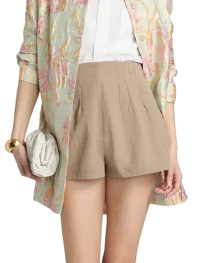 Staud Women's Magpie Woven Shorts - Natural - Size 14 | Thumbnail 3