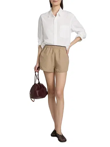 Staud Women's Anchor Cotton-Nylon Shorts - Desert - Size Large | Thumbnail 2