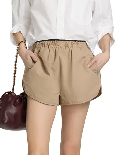 Staud Women's Anchor Cotton-Nylon Shorts - Desert - Size Large | Thumbnail 3