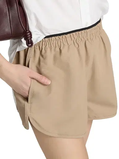 Staud Women's Anchor Cotton-Nylon Shorts - Desert - Size Large | Thumbnail 6