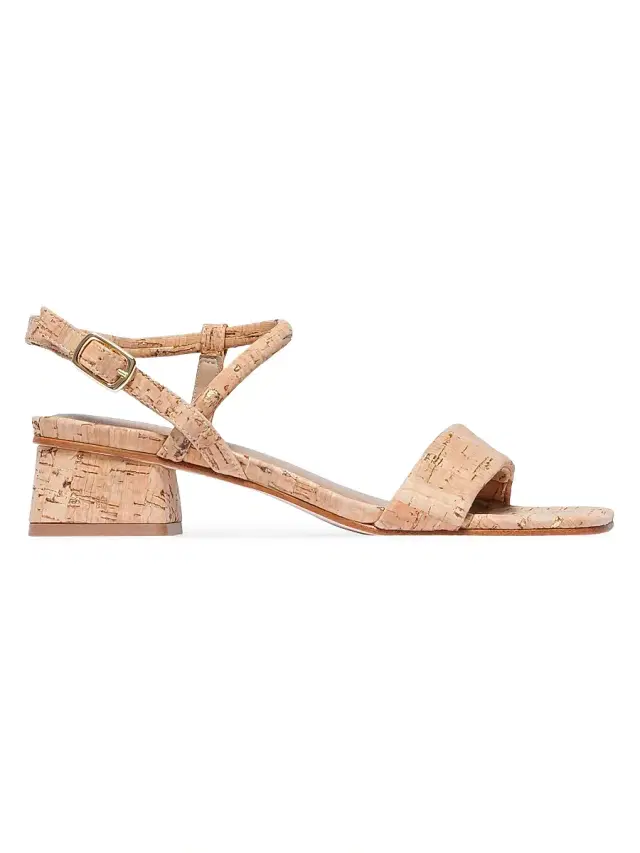 Women's Josei Low Heel Sandals - Cork Gold Fleck