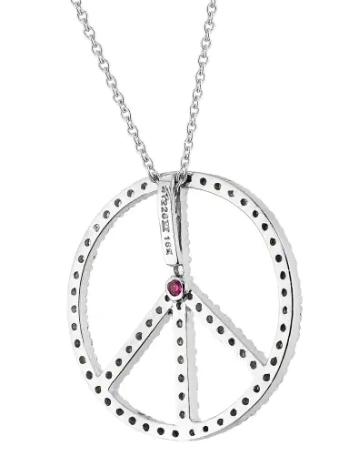 Roberto Coin Women's Tiny Treasures 18K White Gold & 0.18 TCW Diamond Peace Sign Pendant Necklace - White Gold | Thumbnail 4 Roberto Coin Women's Tiny Treasures 18K White Gold & 0.18 TCW Diamond Peace Sign Pendant Necklace - White Gold | Thumbnail 4