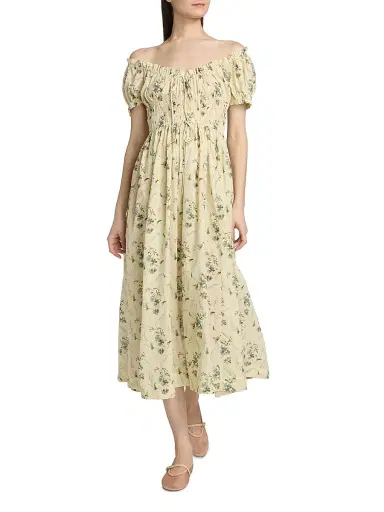 DÔEN Women's Ashlynn Floral Cotton Midi-Dress - Sunshine Prairie Rose - Size Large | Thumbnail 2