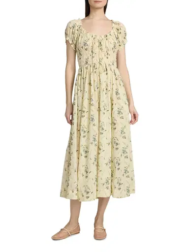 DÔEN Women's Ashlynn Floral Cotton Midi-Dress - Sunshine Prairie Rose - Size Large | Thumbnail 3