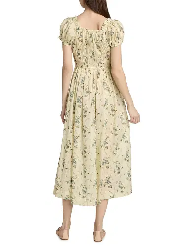 DÔEN Women's Ashlynn Floral Cotton Midi-Dress - Sunshine Prairie Rose - Size Large | Thumbnail 5