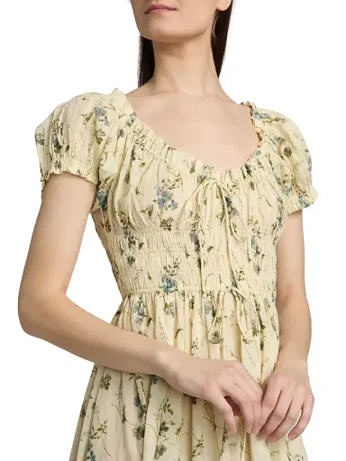 DÔEN Women's Ashlynn Floral Cotton Midi-Dress - Sunshine Prairie Rose - Size Large | Thumbnail 6