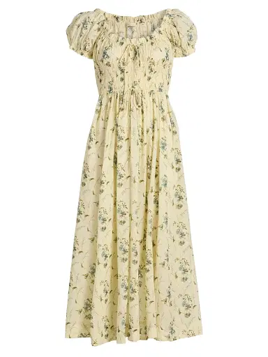 DÔEN Women's Ashlynn Floral Cotton Midi-Dress - Sunshine Prairie Rose - Size Large | Thumbnail 1