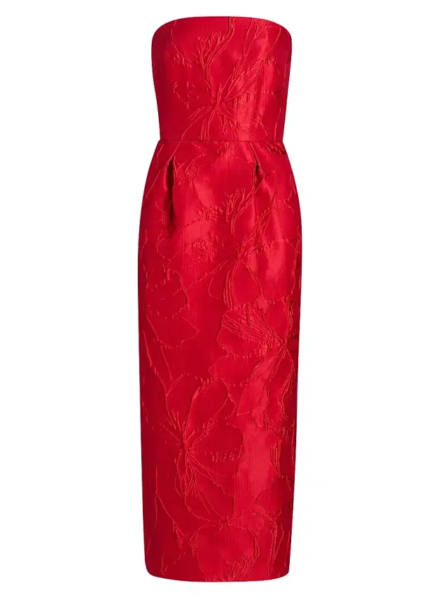 Monique Lhuillier Women's Floral Jacquard Strapless Cocktail Dress - Poppy